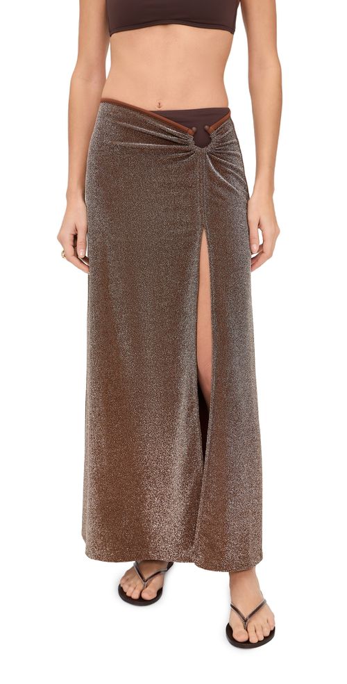 Shimmering Brown Nuevo Destino Midi Skirt Brown