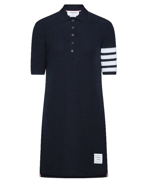 Textured Pique 4-Bar Polo Dress