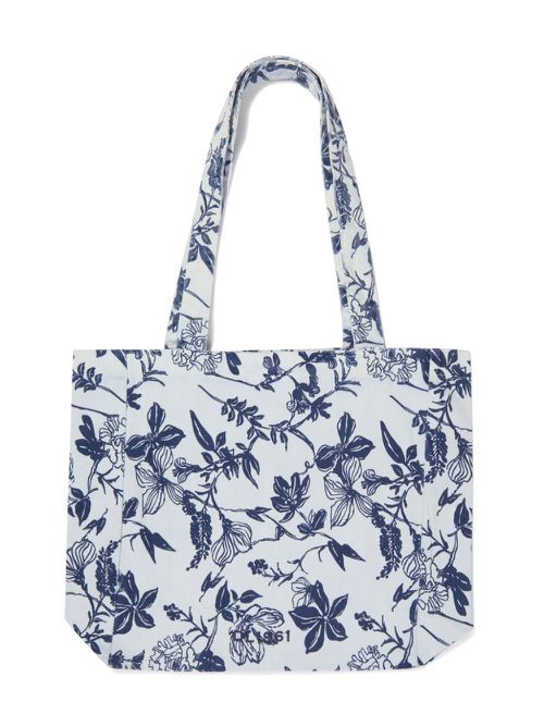Floral-print cotton tote bag - White