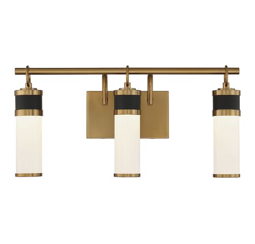Abel 3-Light LED Bathroom Vanity Light in Matte Black with Warm Brass Accent