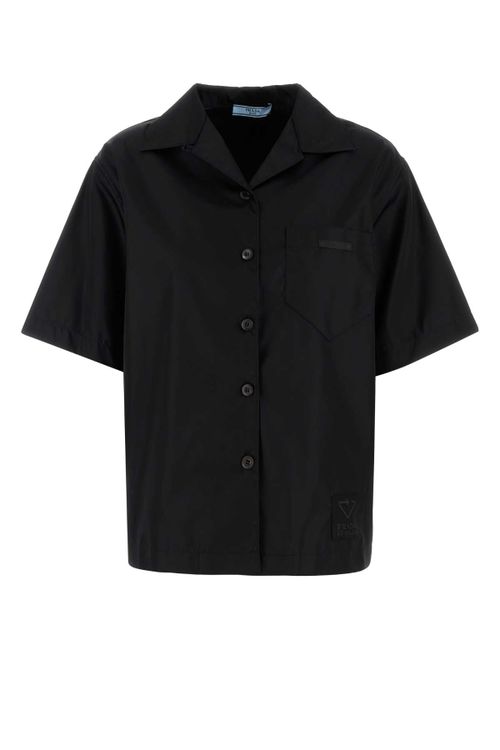 Recycled Polyamide Gabardine Shirt — Black