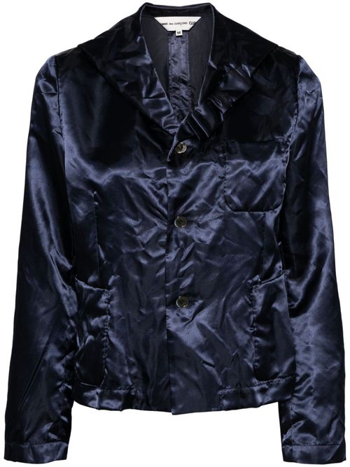 Crinkled satin blazer - Blue