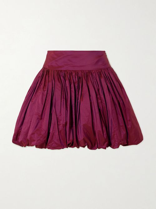 Wilder Gathered Taffeta Mini Skirt - Purple