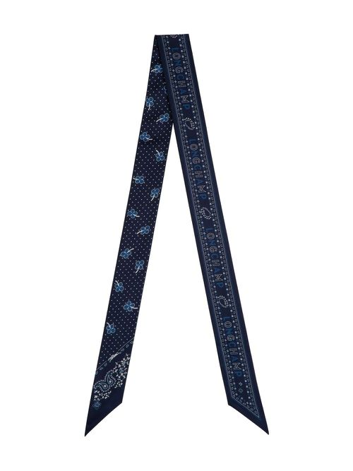 French Bandana printed silk neck scarf - Blue