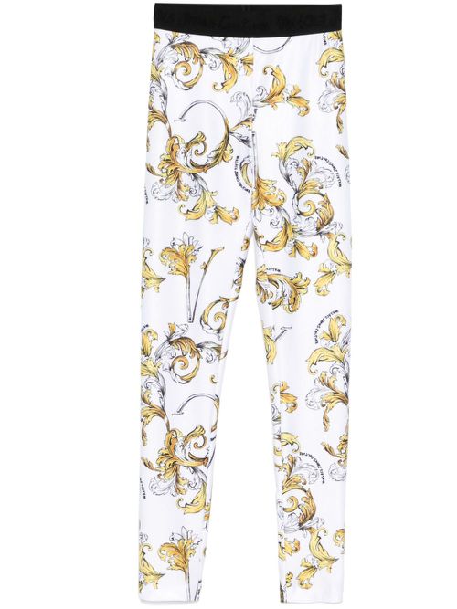 Barocco-print leggings - White