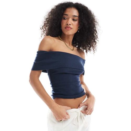 Hollister Womens off the shoulder short sleeve top in sky blue - X-Large