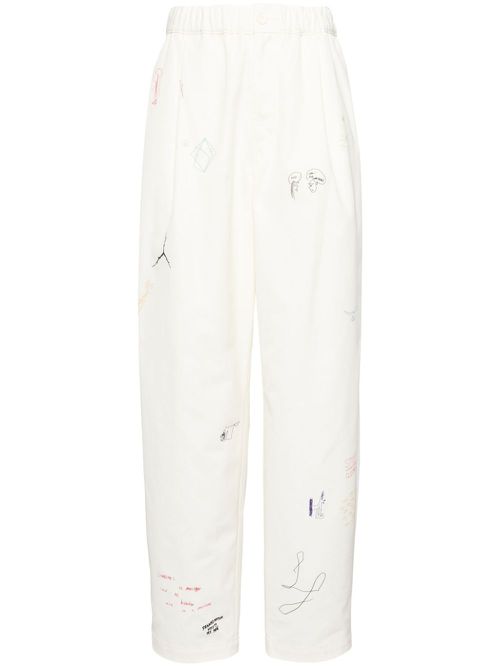 Sketch-style printed trousers - Neutrals