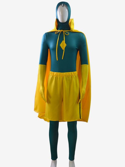 Wanda Vision Cosplay Vision Costume Jumpsuit Cloak The Vision Vintage Cosplay Costume
