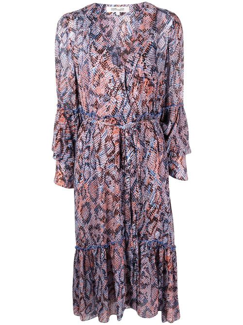 Snakeskin-print wrap dress - Multicolour