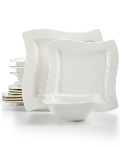 New Wave 12 Pc. Dinnerware Set, Service for 4, Exclusively at Macy's - White