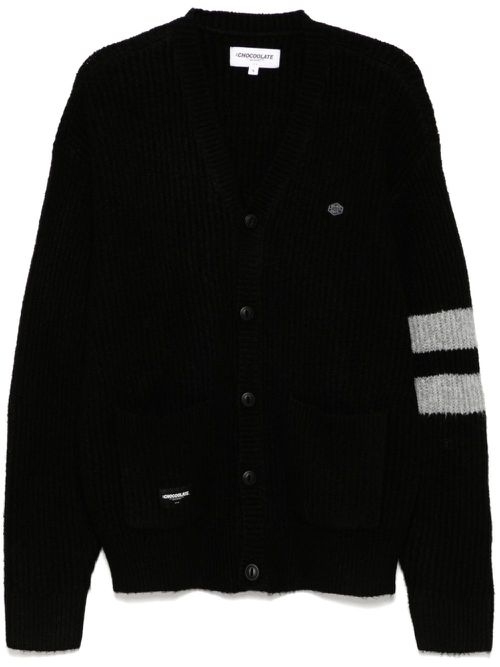 Logo-patch cardigan - Black
