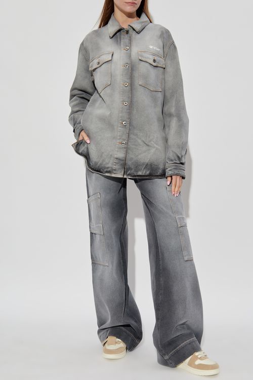 Jeans With Logo, Women's, Grey