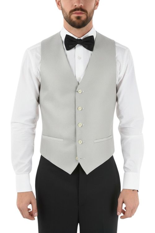 Silver V Neck Waistcoat