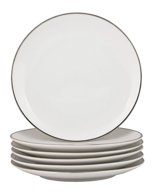 Set Of 6 Royal Coupe Silver Line Salad/Dessert Plates