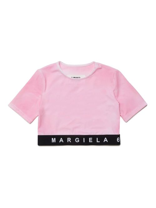 Logo-print distressed-finish T-shirt - Pink