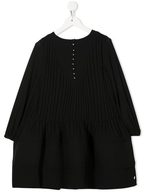 Crepe-textured midi dress - Black