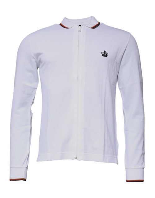 Cotton-Silk Full-Zip Sweatshirt — White