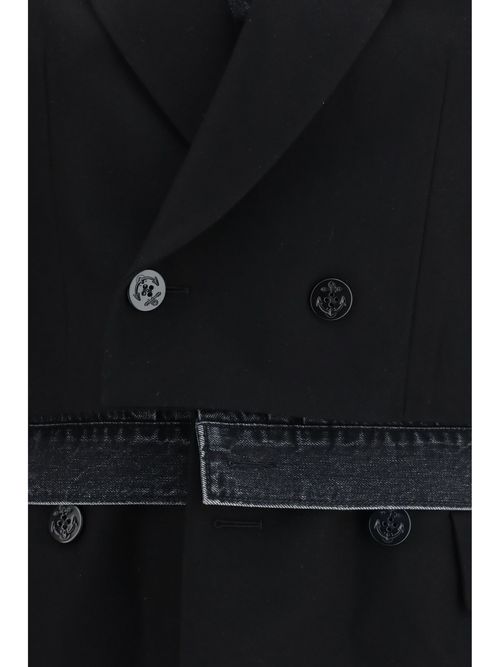 Wool Flannel & Denim Layered Jacket — Black