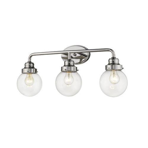Polished Nickel Three Light Vanity from the Portsmith Collection