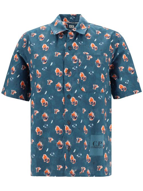 Sponged poplin shirt - Blue