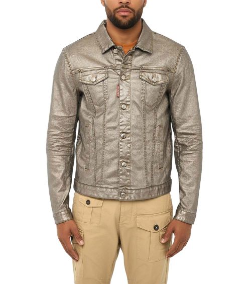 Silver Shirt Collar Jacket