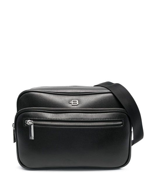 Logo-plaque leather belt bag - Black