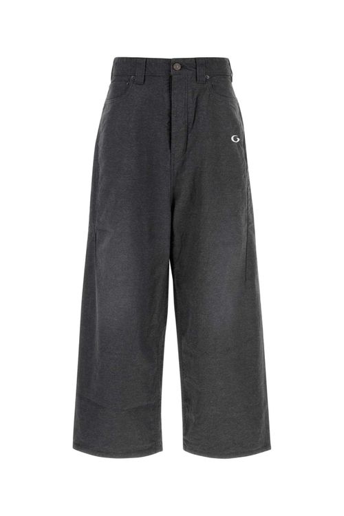 Charcoal Cotton Wide-leg Pant