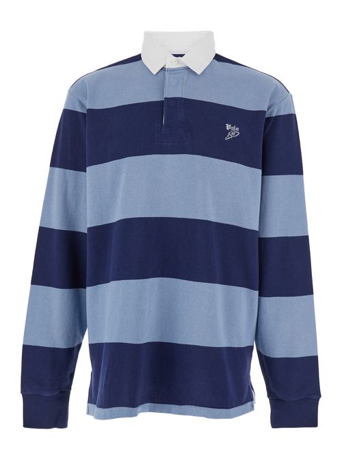 Multicolor Polo Shirt With Logo Embroidery On The Front And All-over Striped Motif In Cotton Man