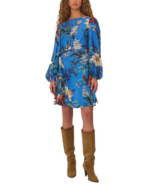 Surreal Flowers Blue Wrap Mini Dress