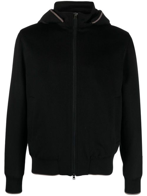Panelled hooded down jacket - Black