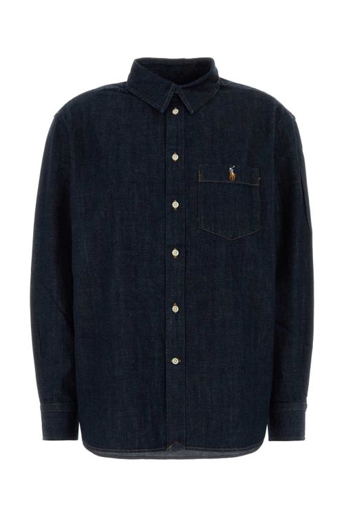 Cotton Denim Denim Shirt — Navy