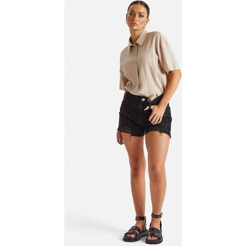 Urban Bliss Black Split Hem Ripped Denim Short