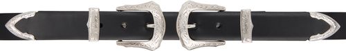 Black Double Buckle Wide Belt