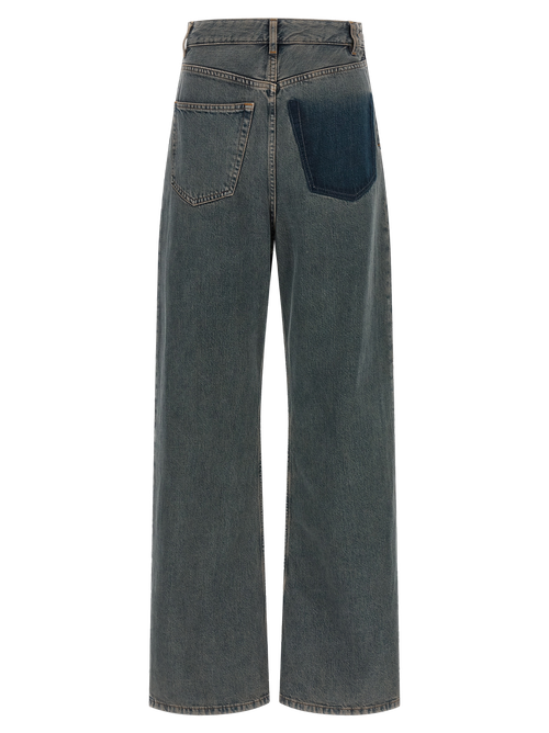 Deconstructed Wide-Leg Denim Jeans — Gray