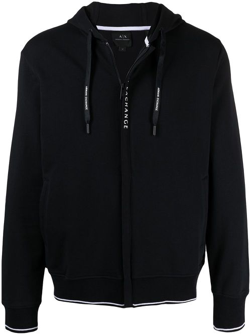 Drawstring zipped hoodie - Blue