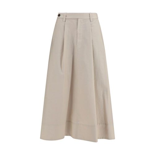 Cotton Poplin Midi Skirt — Beige
