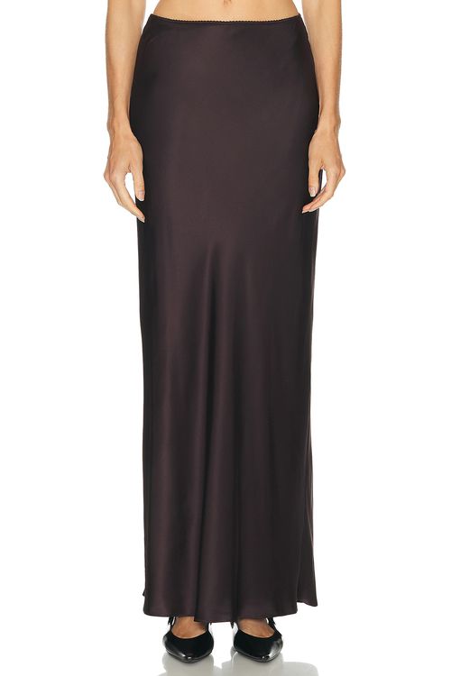 SABLYN Grace Bias Cut Maxi Skirt in Oak Tree - Wine. XS also in L