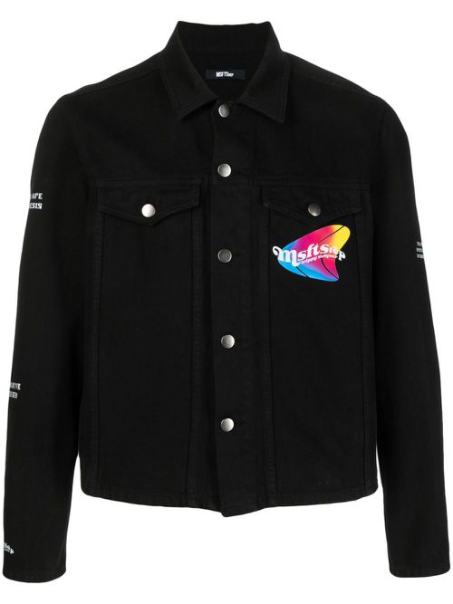 Logo-print denim jacket - Black