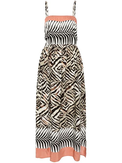 Zebra-print midi dress - Neutrals