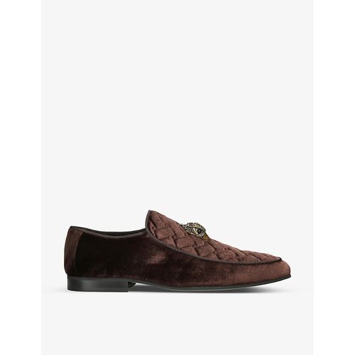 Mens Brown/oth Hugh Eagle-embellished Quilted Velvet Loafers