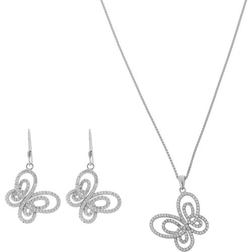 Orphelia WoMens 925 Sterling Silver Set: Chain-Pendant + Earrings - SET-5264 - One Size