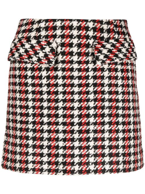 Houndstooth A-line mini skirt - Red