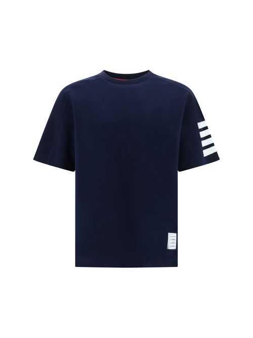 Horizontal Stripe Cotton T-Shirt — Navy