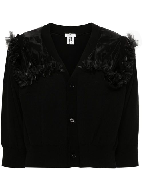 Organza-detail knitted cardigan