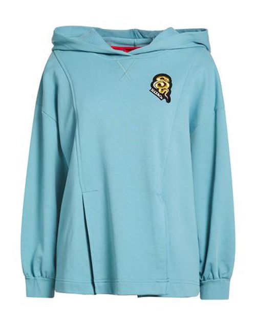 Woman Sweatshirt Turquoise Size L Cotton