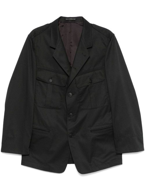 Pleat-detail twill blazer - Black