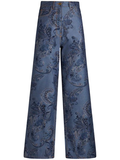 Paisley-print wide-leg jeans - Blue