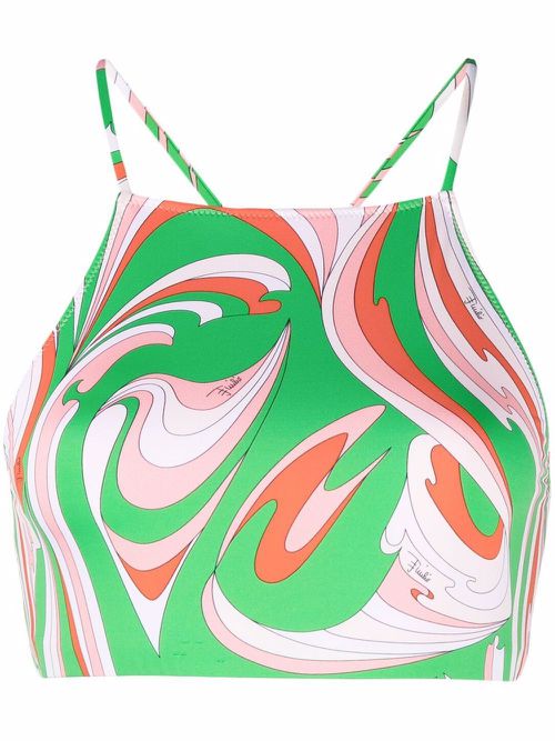 Vortici-Print bikini top - Green