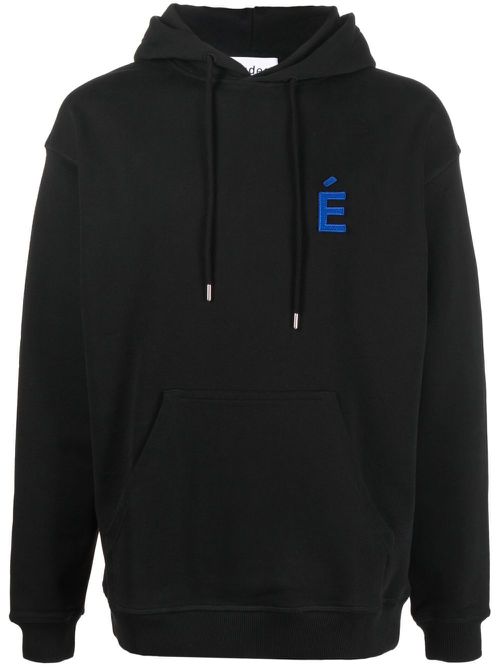 National patch organic-cotton hoodie - Black