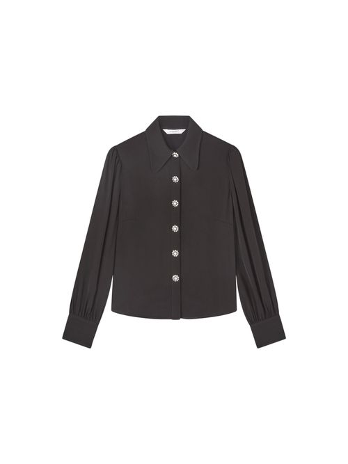 Sonya Monkey Print -Silk Blend Blouse in White, Viscose, Size 10